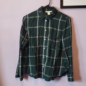 Green and white plaid button up shirt H&m size 8